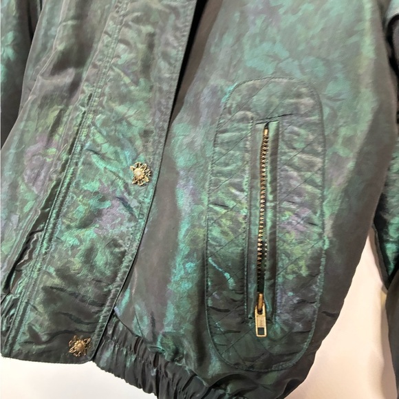 Vintage London Fog Metallic Floral Patterned Jacket Coat Removable Puffer Layer - Picture 6 of 16